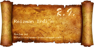 Reizman Irén névjegykártya